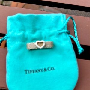 Tiffany & Co Mesh Heart Ring. Stamped T @ Co.       925. Guaranteed Authentic